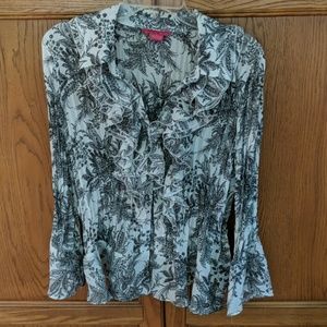 ruffle blouse black and white print